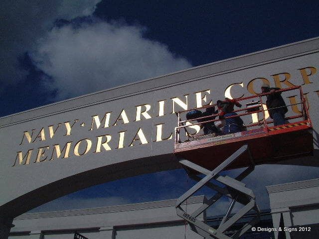 Architectural Gilding; Gold Leaf Letters at Navy Stadium