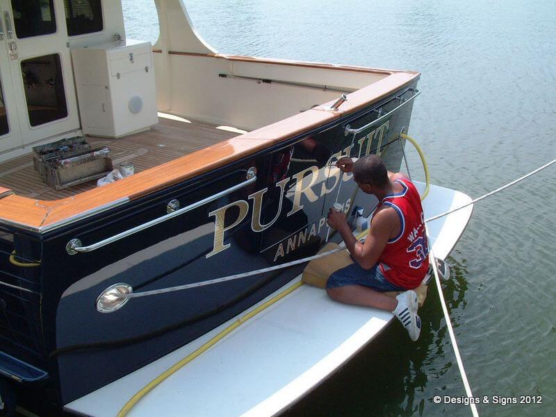 gold leaf lettering yacht transom - Luxurious Boat Names
