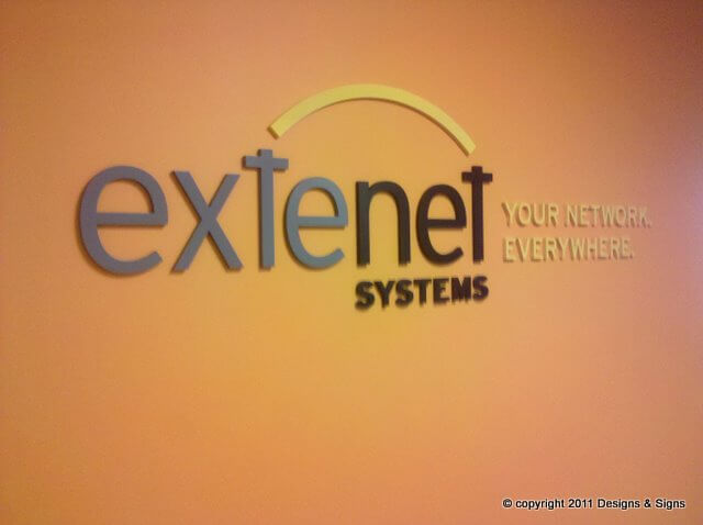 Dimensional Letters, 3D Lettering, Routed Wall Logos for Extenet Systems.