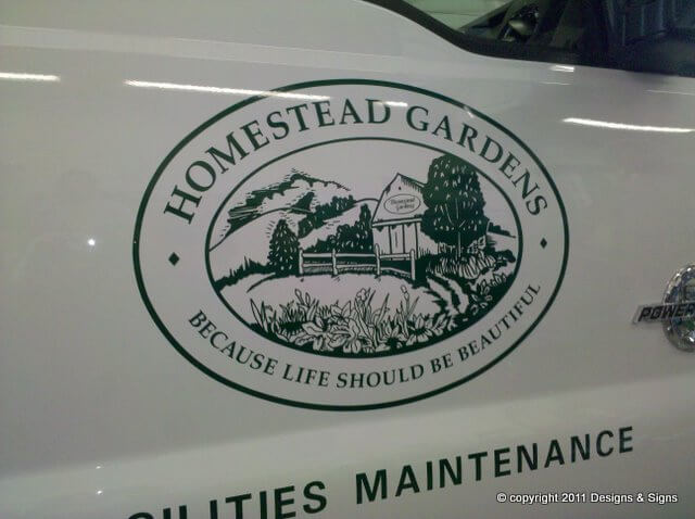 Vehicle Graphics; Truck Door Logos for Homestead Gardens.