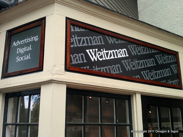 Vinyl Letters, an Acrylic Sign for Weitzman Advertising.