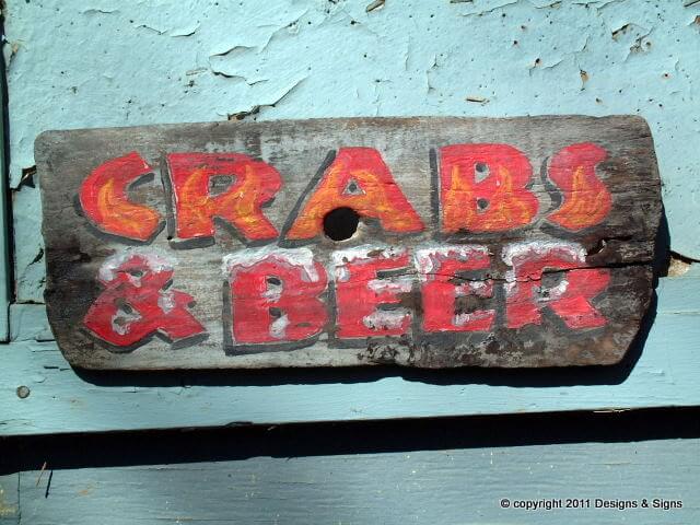 Antique Wood Signs; Crabs & Beer Delicious!