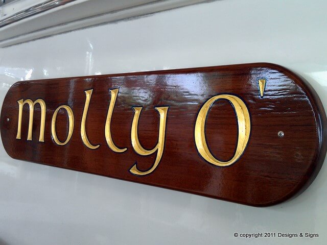 Teak Boat Name Signs; Quarterboards for Molly O’.