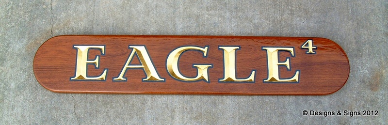 Carved Yacht Name Boards & Gold Leaf aboard Eagle 4