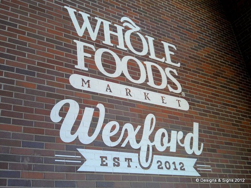Painted Lettering on Brick at Whole Foods, Wexford – Architectural Mural