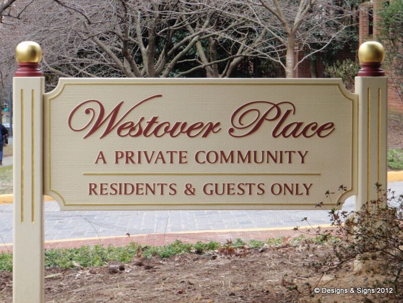 Sandblasted Signs; Neighborhood Entrance Signs at Westover Place