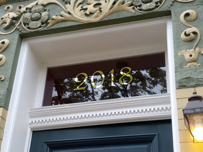 Transom House Numbers, Glass Gilding at 2018