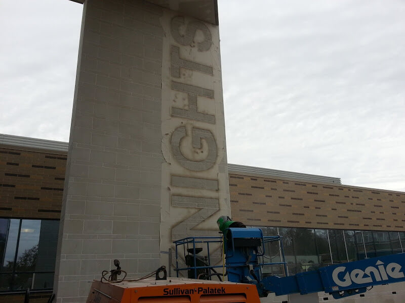 Sandblasting Letters Into Concrete – A Monument Wall at Ballou High School