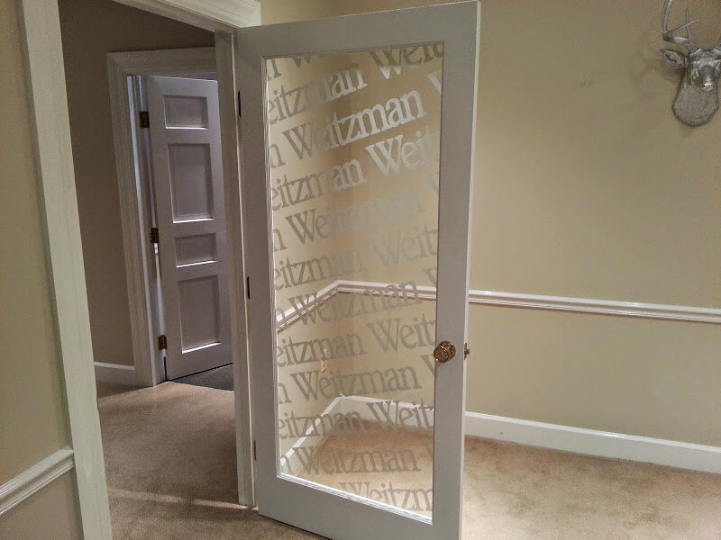 Etched Door Lettering, Etched Vinyl Logos for Weitzman Agency