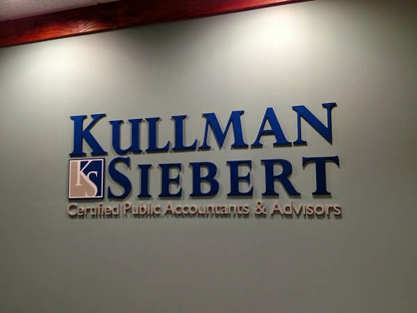Raised Letters for Kullman Siebert; We Make Great Dimensional Logos.