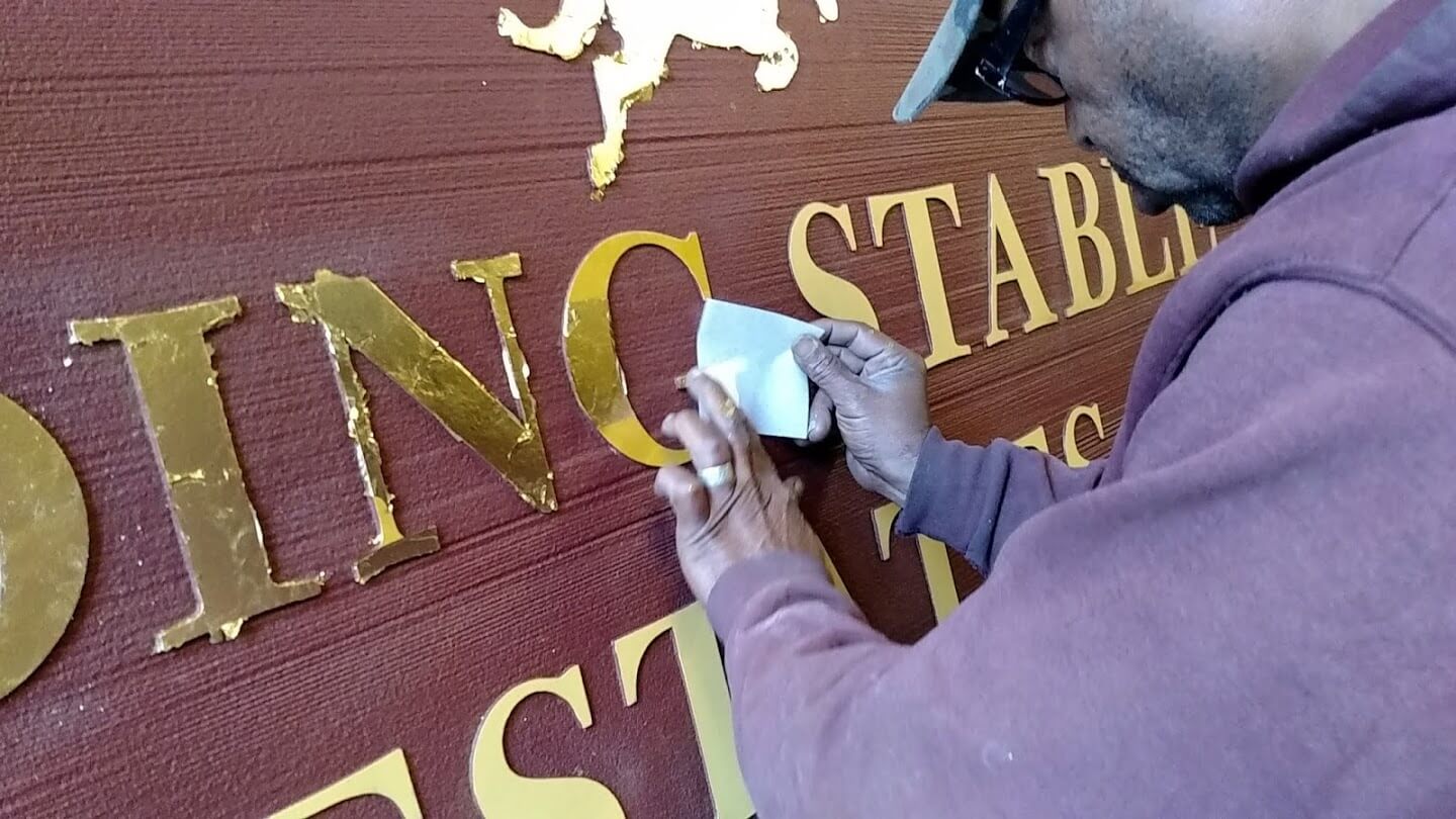 Development Entrance Signs with Gold Leaf, at Riding Stable Estates.