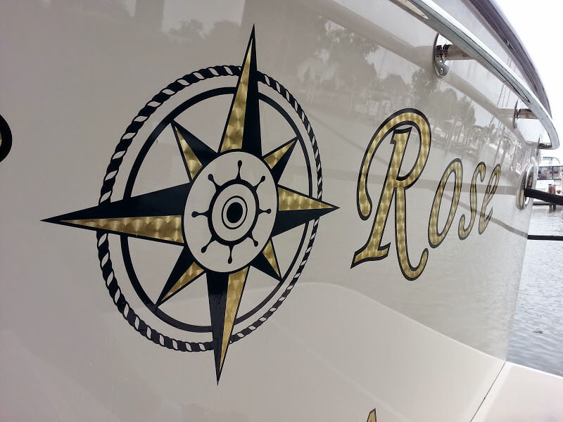 yacht lettering with custom graphic