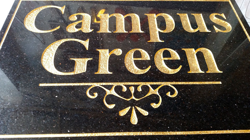 Carved Granite Sign with Gold Leaf, at Campus Green.