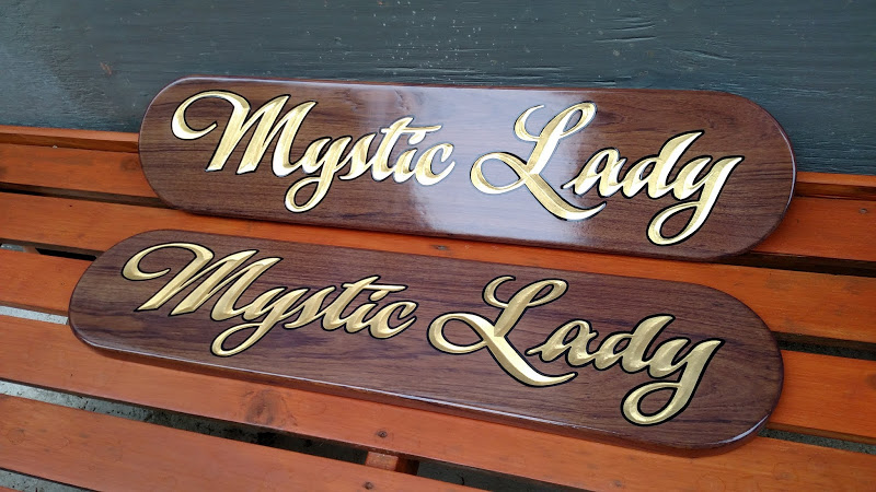 hand carved sign Mahogany Quarterboards