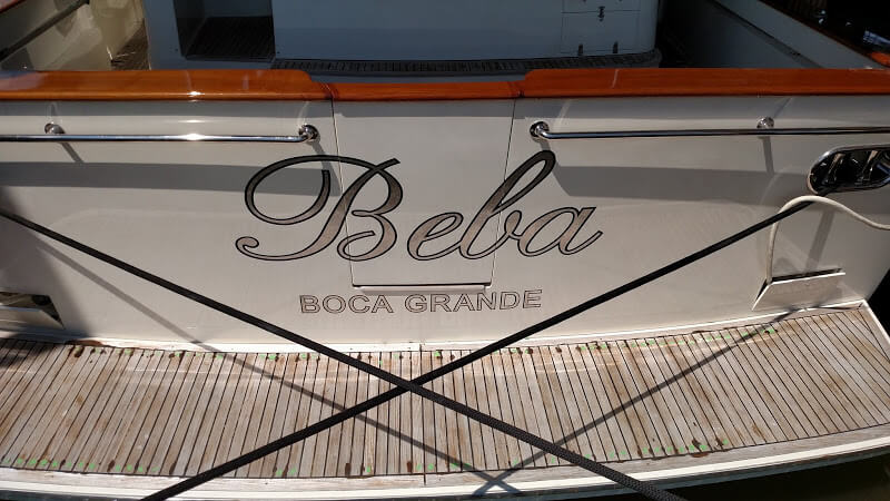 Silver Leaf Yacht Lettering for Beba, a Fancy Fleming!