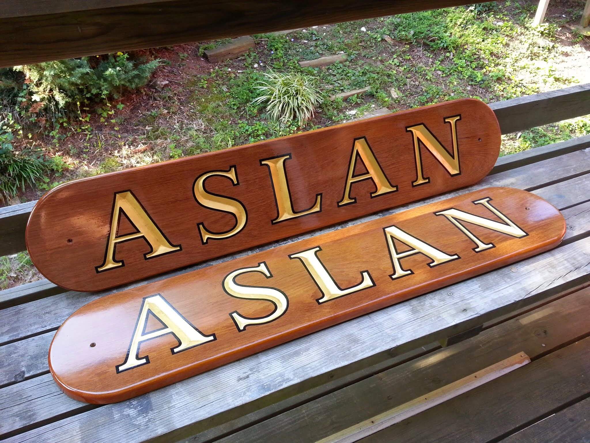 Carved quarterboards for Aslan