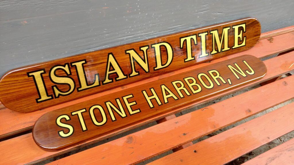 Teak Quarterboards with Gold Leaf - Island Time