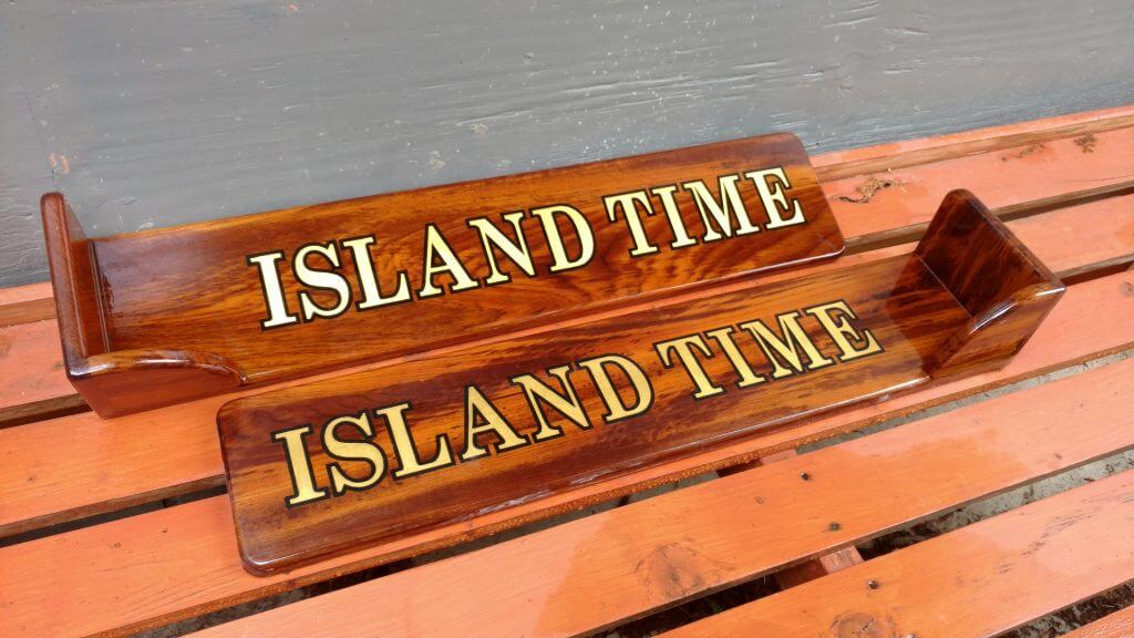 Teak Quarterboards with Gold Leaf - Island Time