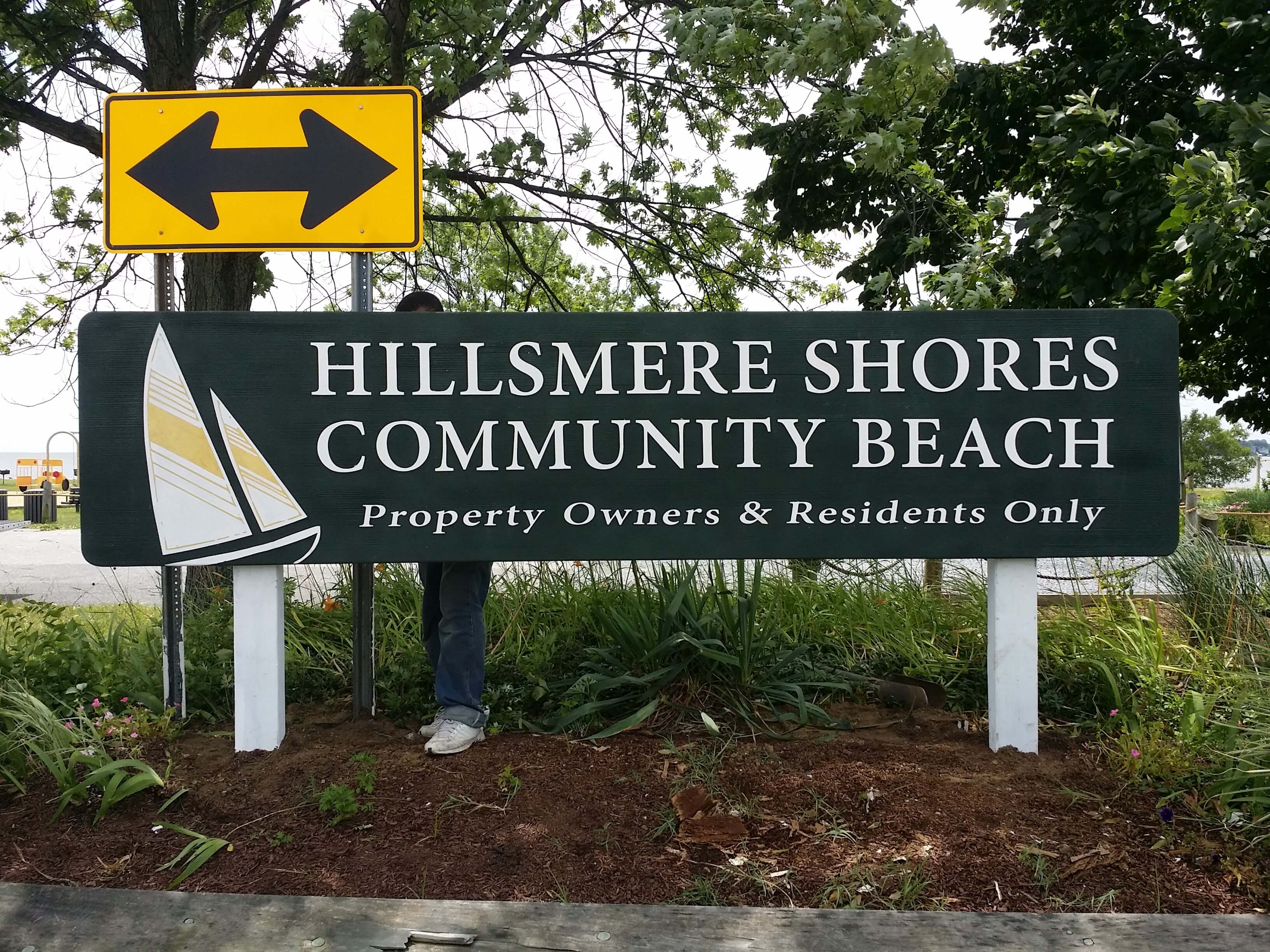 Nautical Entrance Signs, a Sandblasted Sign at Hillsmere Shores Beach.