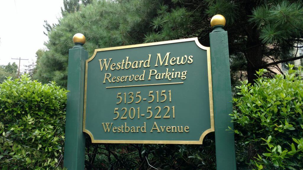Routed HDU Signs - Westbard Mews