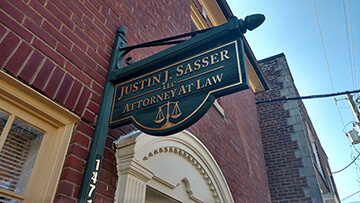 Sandblasted HDU Sign & Gold Leaf Letters at Justin J. Sasser LLC.