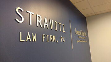 Brushed Metal Letters; Faux Steel Letters at Stravitz Law Firm.