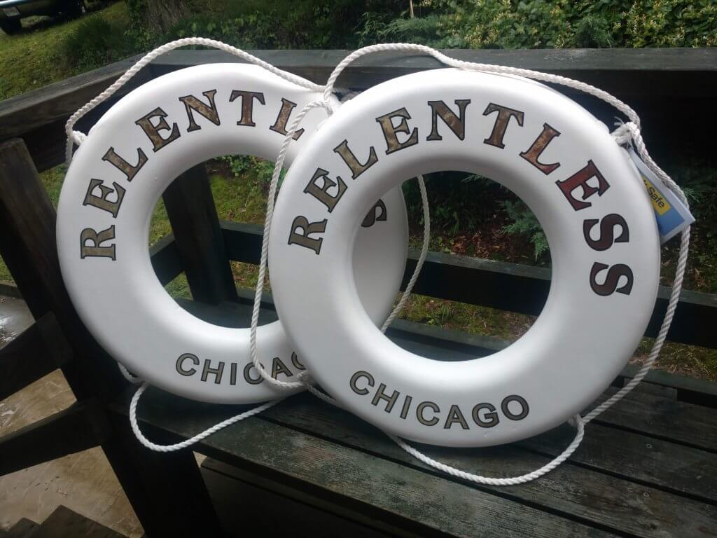 life rings with vinyl lettering