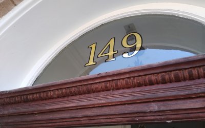 gold leaf numbers on glass