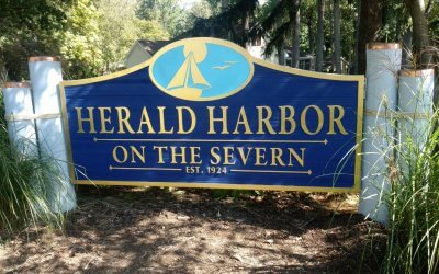 Nautical Theme Entrance Sign at Herald Harbor