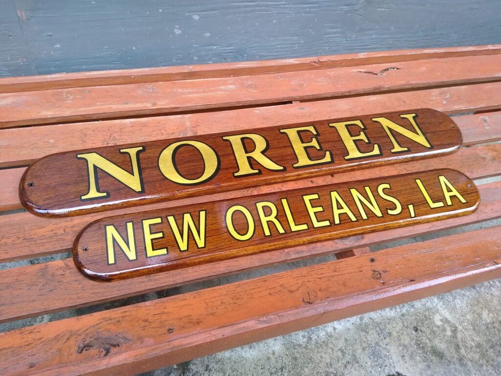 wooden boat name plates - noreen