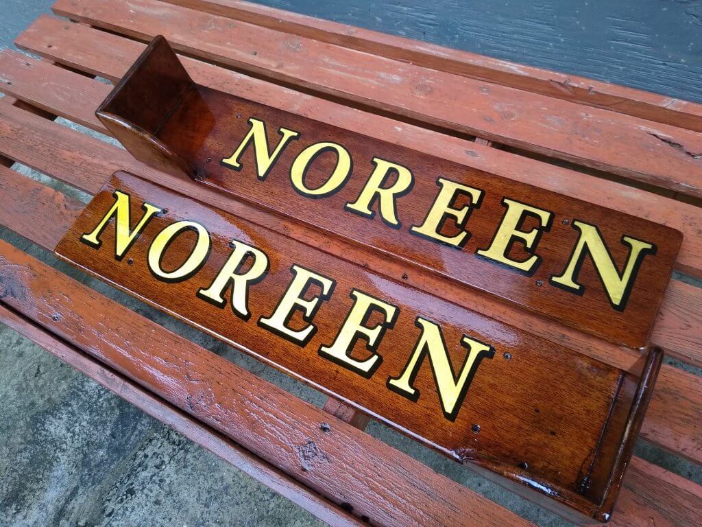 wooden boat name plates - noreen