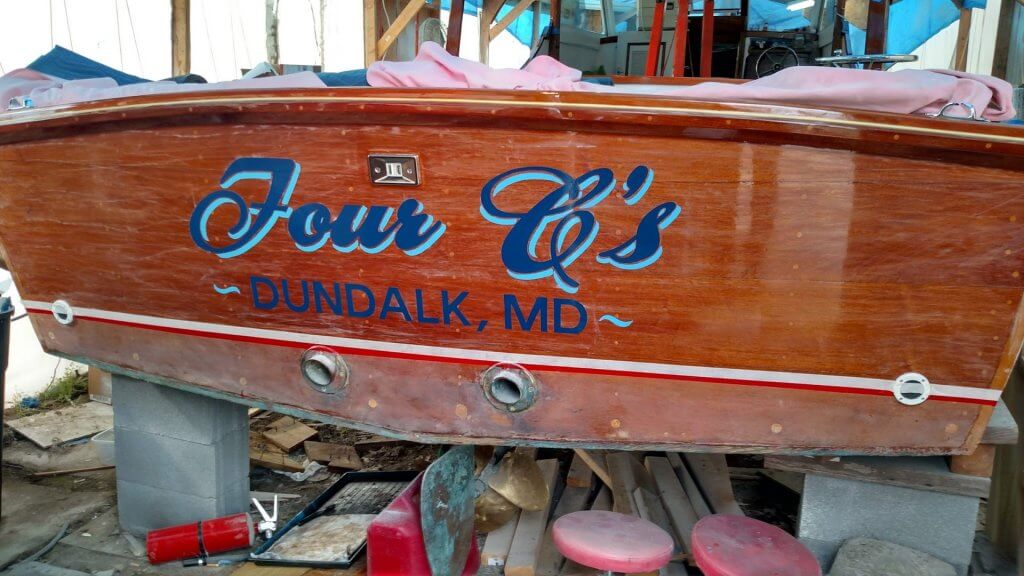 hand-painted boat lettering