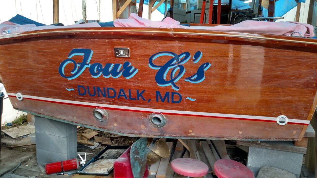 hand-painted boat lettering