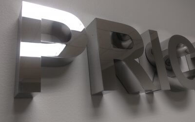 Polished Stainless Steel Letters. Price Benowitz.