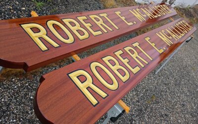 Tugboat Quarterboards: Mahogany and Gold Leaf for McAllister
