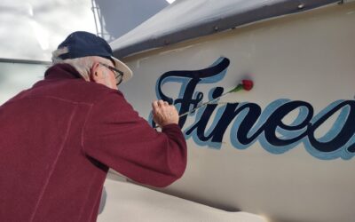 Repainted Boat Name: Finest Hour Refreshed by Hand in Script