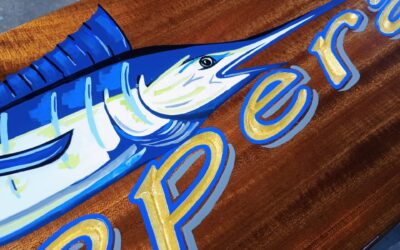 Mahogany Boat Sign: Gold Leaf and a Marlin for reKUPPERation