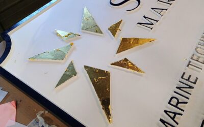 Marine Business Sign: Routed HDU with Gold Leaf Star Logo