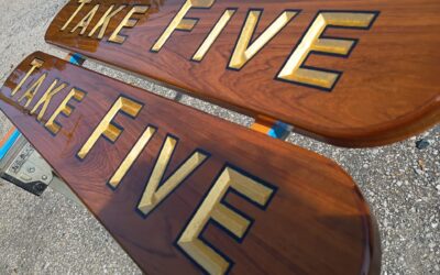 Teak Nameboards: Carved Gold Leaf Letters, Hand Finished