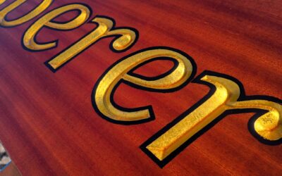 Fishing Boat Quarterboard: Fish Whisperer in Gold Leaf
