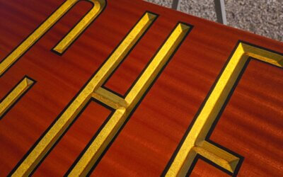 Mahogany Quarterboard: Chelsea, Carved and Gilded in Gold Leaf