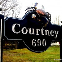 HAND CARVED MAHOGANY SIGN – COURTNEY
